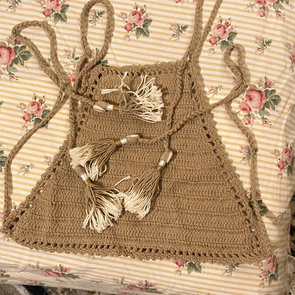 Handmade Crochet Bikini Top - Tan also have bottoms listed separately